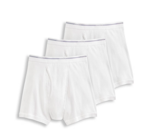Mens Full Rise Boxer Briefs-3Pack - WHITE