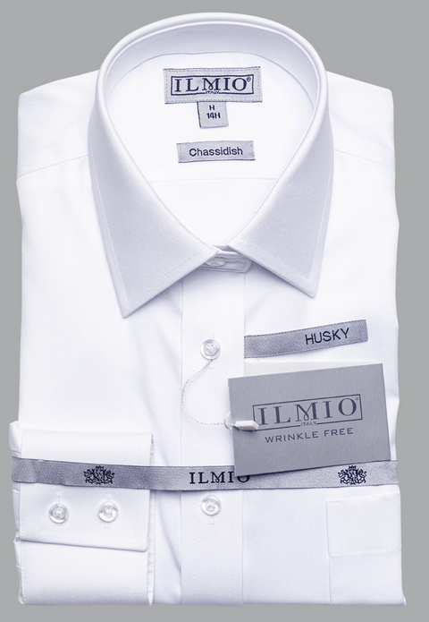 Boys Husky Fit Twill Shirt-Silver Label