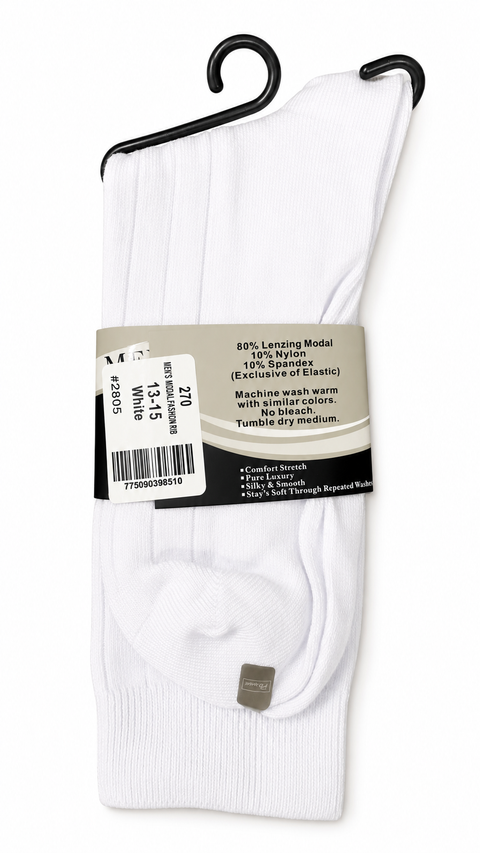 Mens Model Wide Rib Sock - WHITE