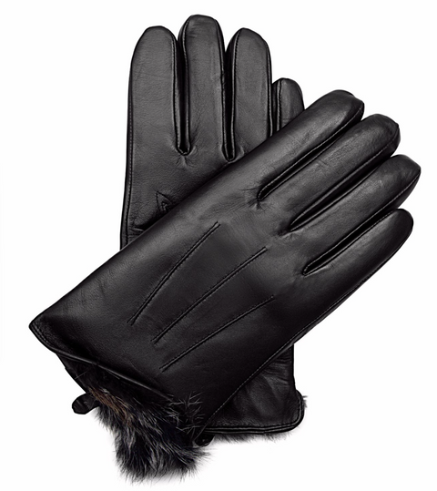 Genuine Leather Rabbit Fur Lining Gloves