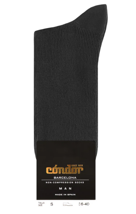 Modal Thin Rib Sock-Long - BLACK