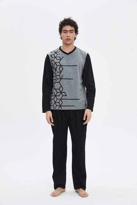 Pajama Set - Grey Print