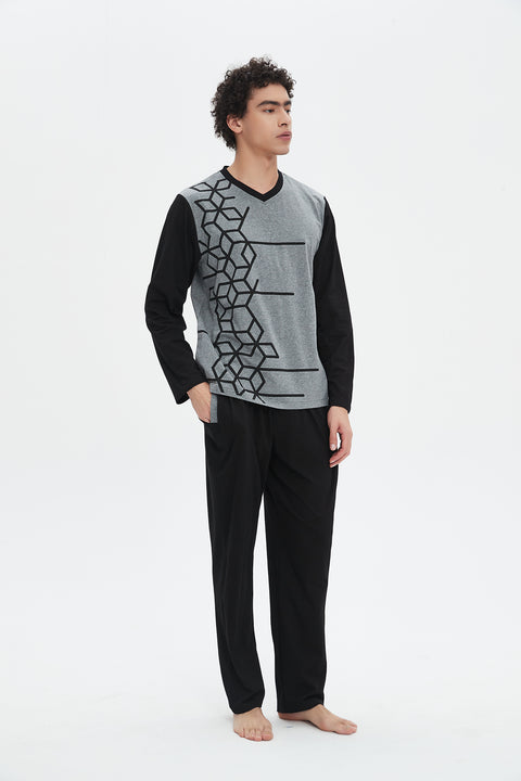 Pajama Set - Grey Print