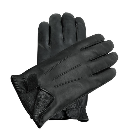 Genuine Leather Fur Lined Gloves-Velcro