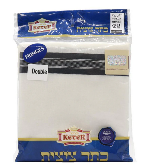 Wool V-Neck Tzitzis Double Fringes