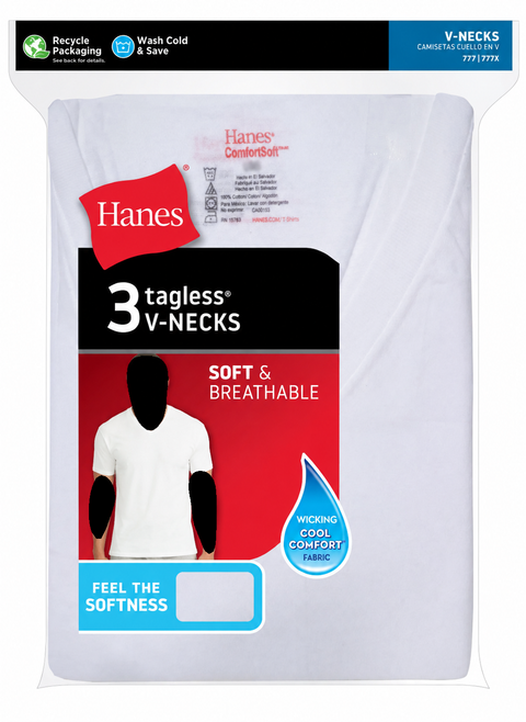 Mens V-Neck Undershirts-3Pack