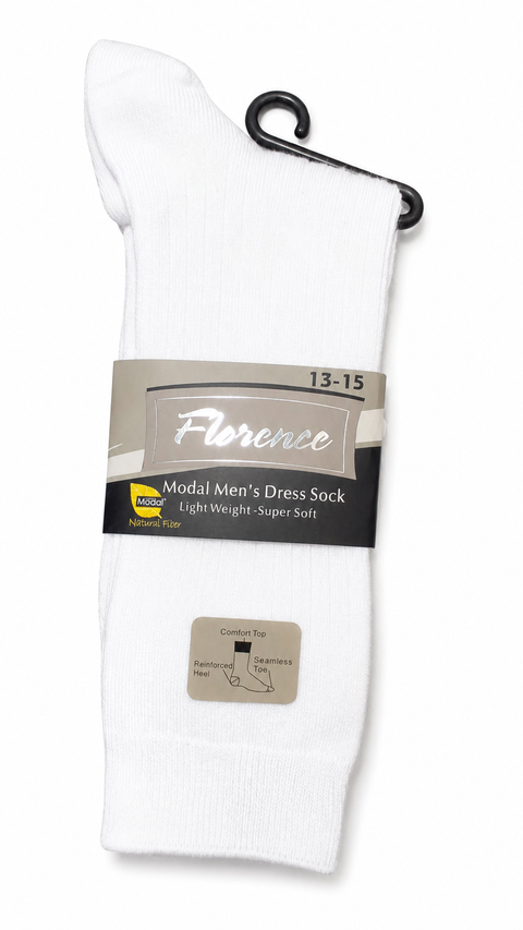 Mens Model Flat Mid Calf Socks - WHITE