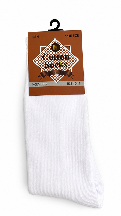 100% Cotton Socks 1Pack - WHITE