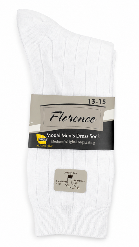 Mens Model Wide Rib Sock - WHITE