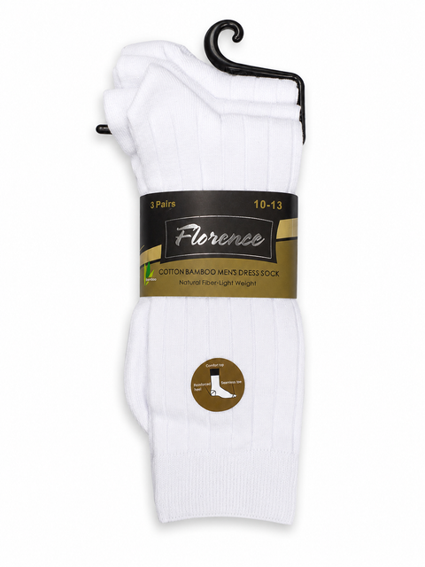 Bamboo Rib Socks-3Pack - WHITE