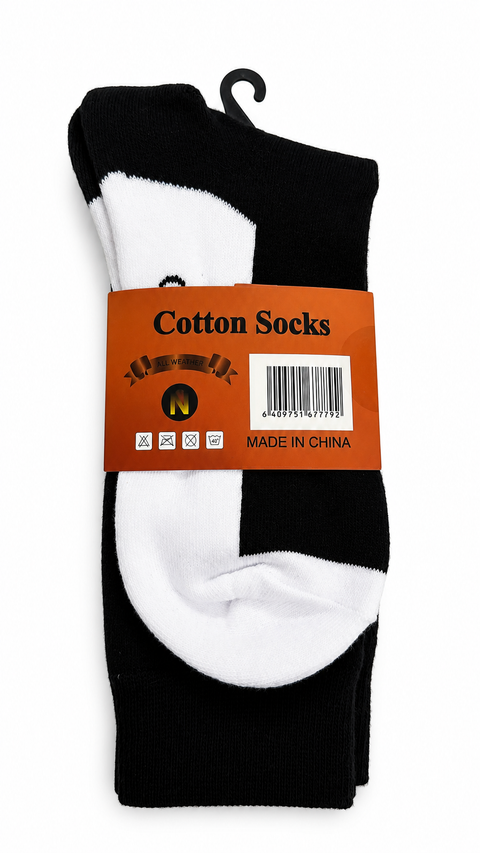 100% Cotton Socks-2Pack - BLACK