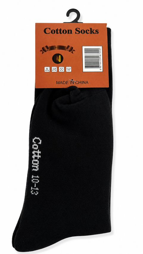 100% Cotton Socks 1Pack - BLACK