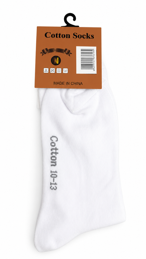 100% Cotton Socks 1Pack - WHITE