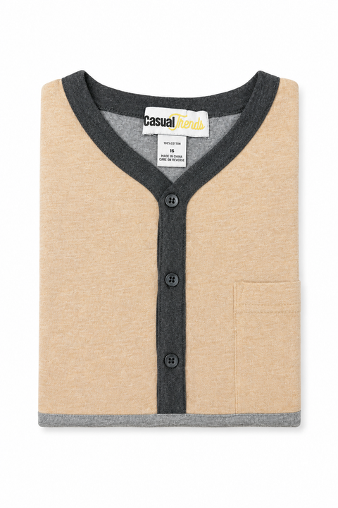 Knit V Neck Night Shirts - #11 Beigh/Grey