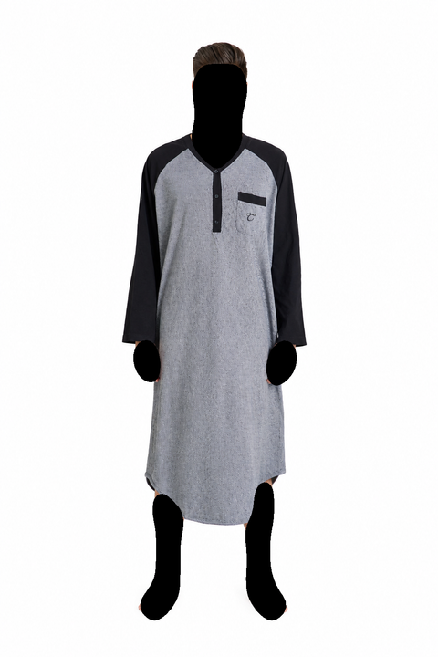Knit V Neck Night Shirts - #17 Tweed/Black
