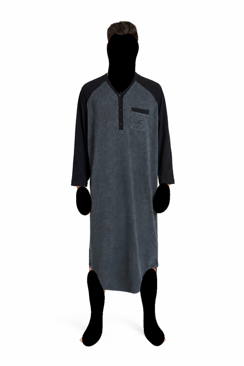 Knit V Neck Night Shirts - #4 Charcoal/Black