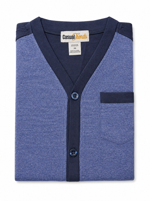 Knit Button PJS - #16 Blue/Navy