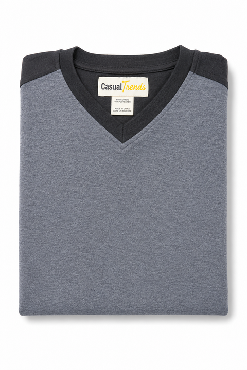 Knit Crew Neck Pajamas - #4 Charcoal/Black