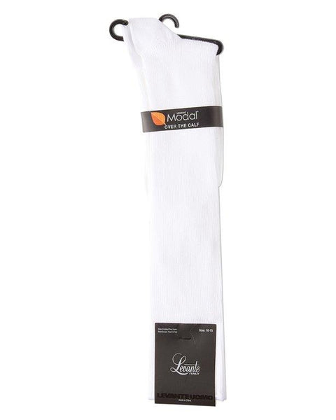 Mens Modal Rib Socks - WHITE