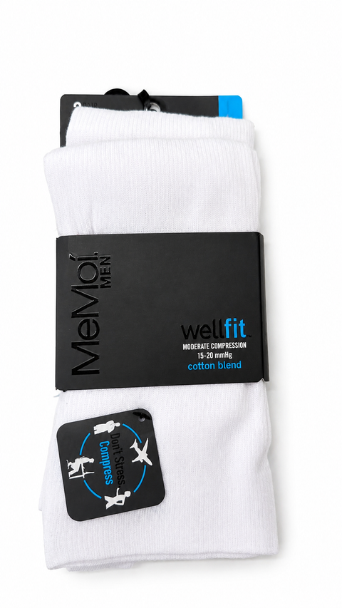 Mens Cotton Compression Socks-2Pack - WHITE