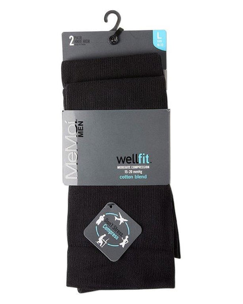 Mens Cotton Compression Socks-2Pack - BLACK