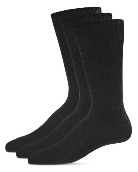 Mens Pin Ribbed Crew Socks-3Pack