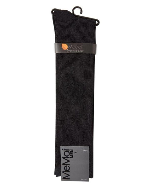 Mens Long Modal Ribbed Socks - BLACK
