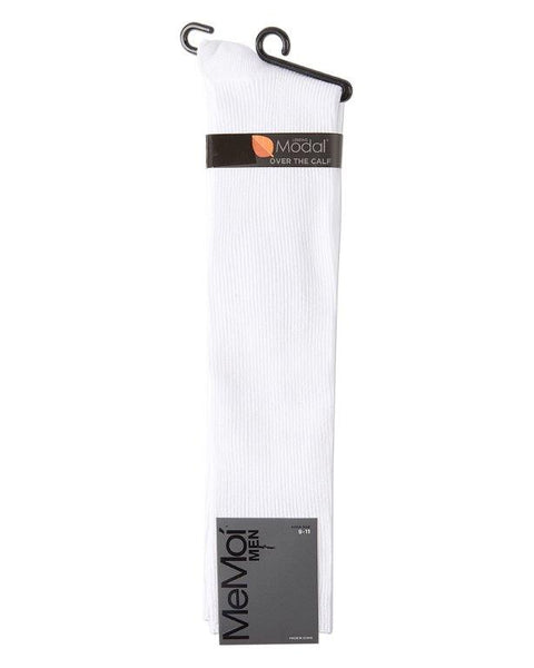 Mens Long Modal Ribbed Socks - WHITE