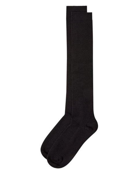 Mens Long Cotton Rib Socks - BLACK