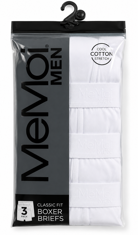 Mens Boxer Briefs 3Pack - WHITE