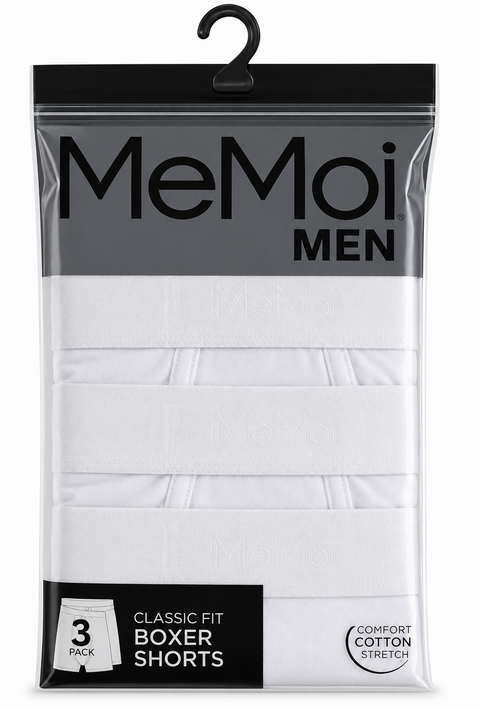 Mens Boxer Shorts 3Pack - WHITE