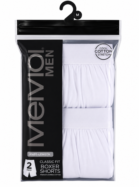 Mens Knee Length Boxer Shorts-2Pack