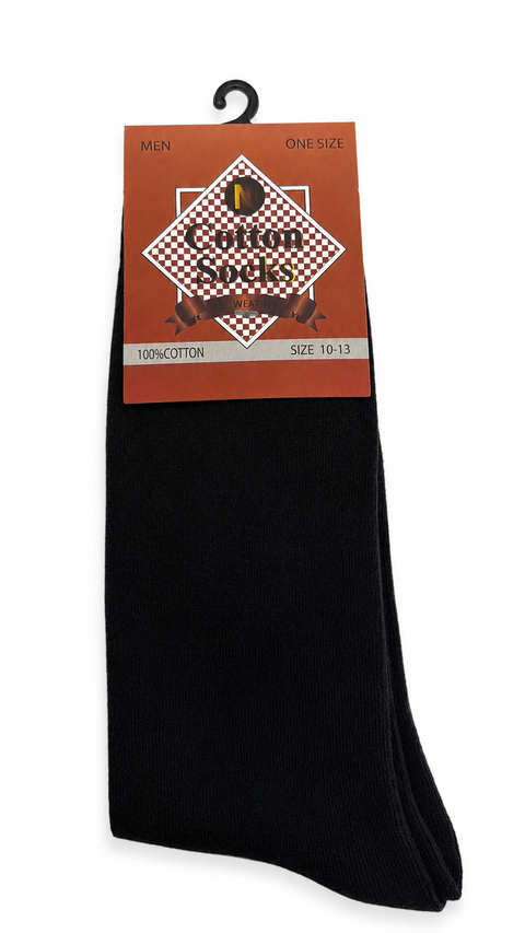 100% Cotton Socks 1Pack - BLACK