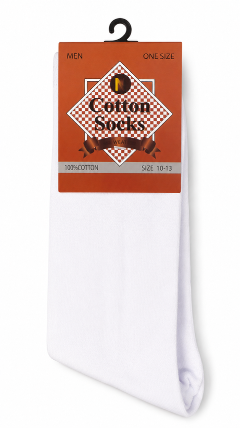 100% Cotton Socks 1Pack - WHITE