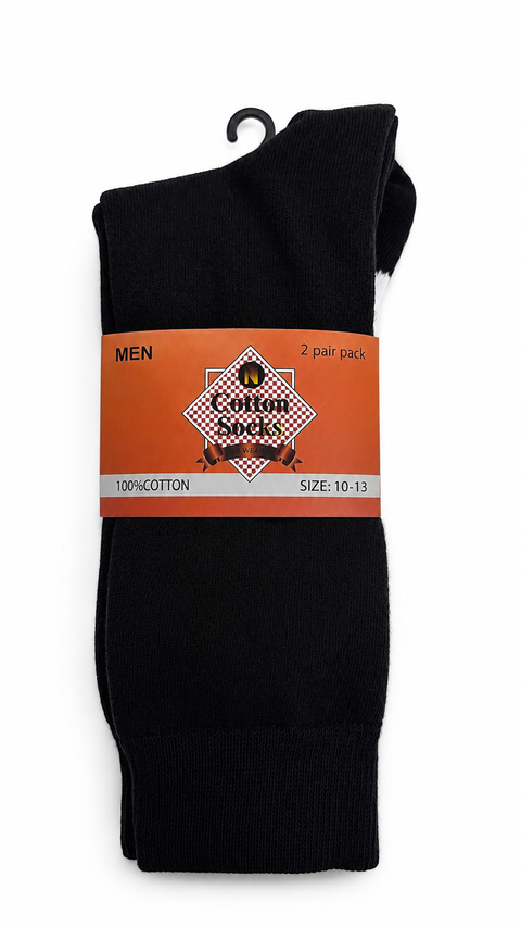 100% Cotton Socks-2Pack - BLACK