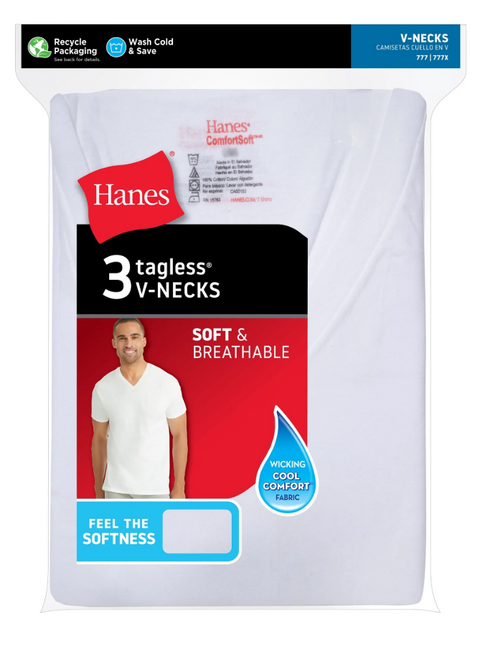 Mens V-Neck Undershirts-3Pack