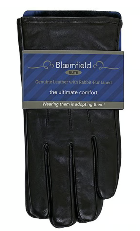 Leather Rabbit-Fur Lined Gloves